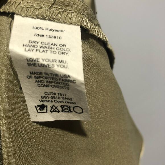 Show Me Your Mumu Womens's Verona Cowl Dress Moss Green Luxe Satin Size S - Picture 3 of 6